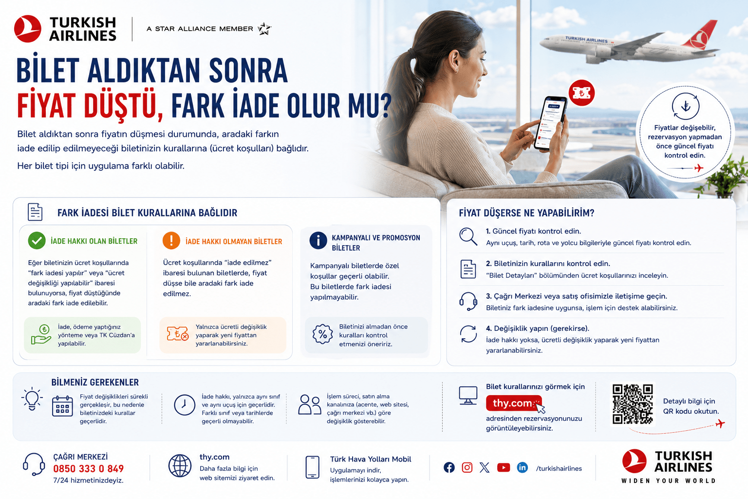 Bilet aldıktan sonra fiyat düştü, fark iade olur mu?