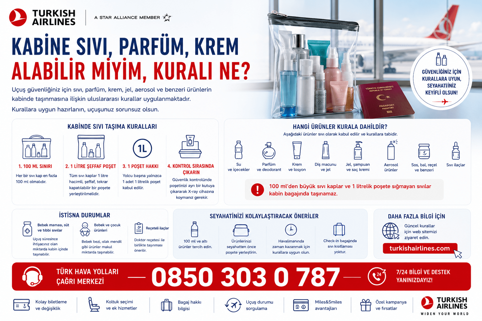 Kabine sıvı, parfüm, krem alabilir miyim, kuralı ne?