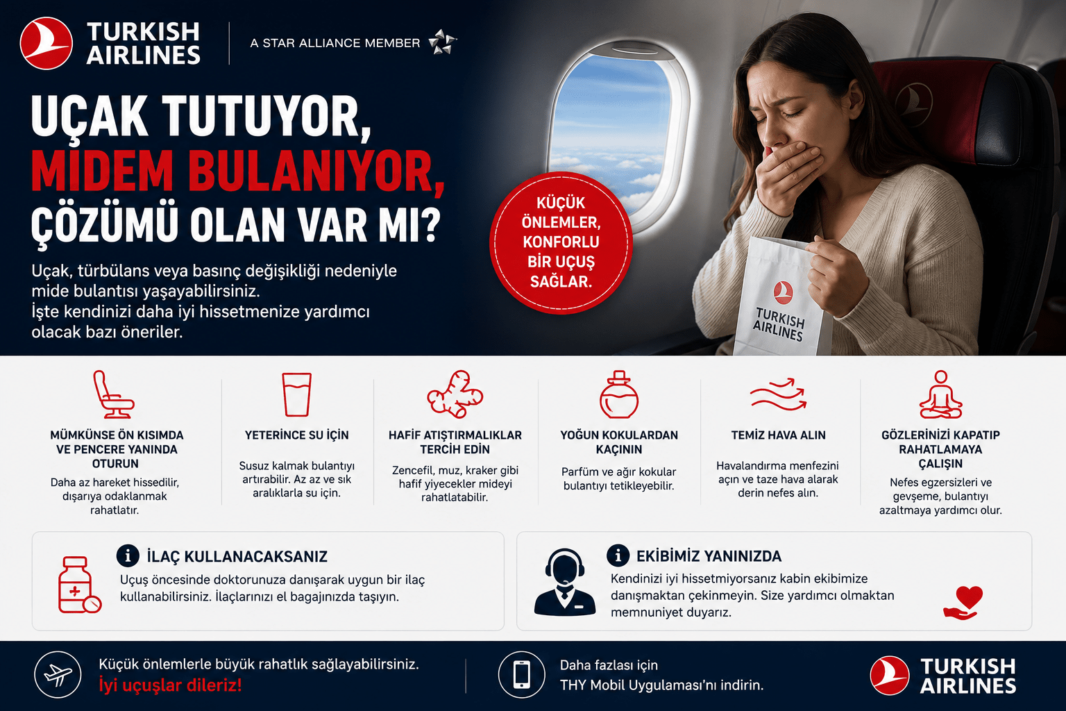 Uçak tutuyor, midem bulanıyor, çözümü olan var mı?