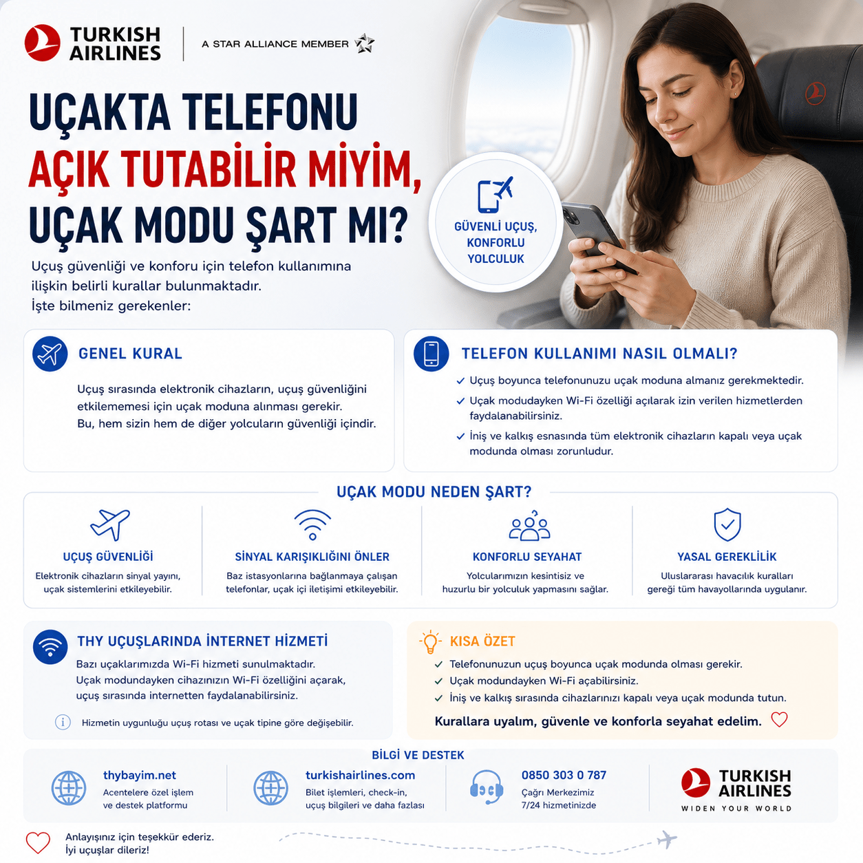Uçakta telefonu açık tutabilir miyim, uçak modu şart mı?
