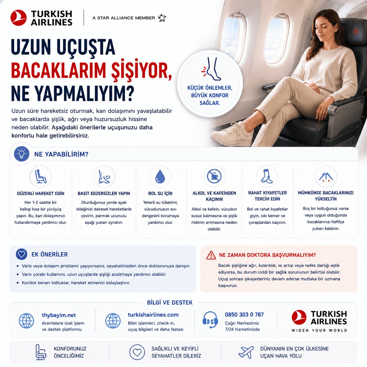 Uzun uçuşta bacaklarım şişiyor, ne yapmalıyım?